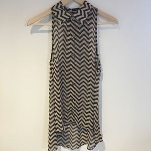 Chevron High-Low Razor Back Blouse